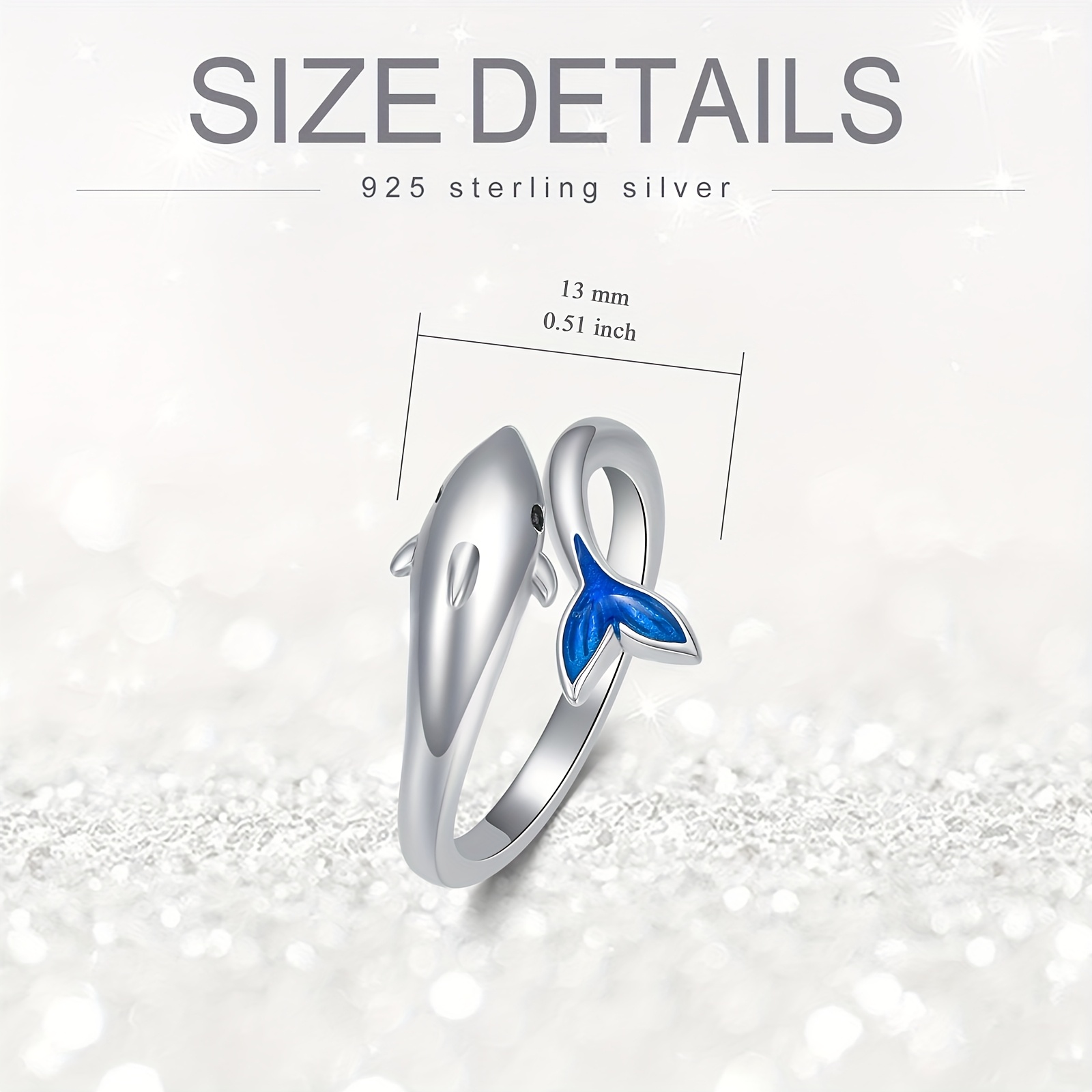 925 Sterling Silver Adjustable Dolphin Ring for Women